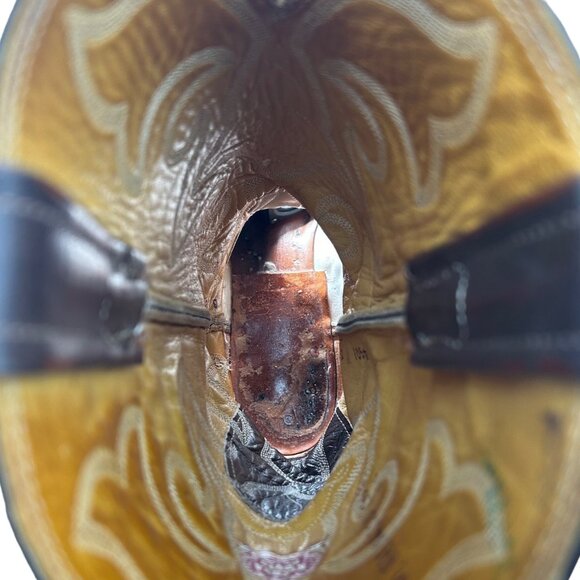 Vintage Nocona Cowboy Boots Ostrich Embossed Leather Brown Mens 10.5D Western - Picture 10 of 14